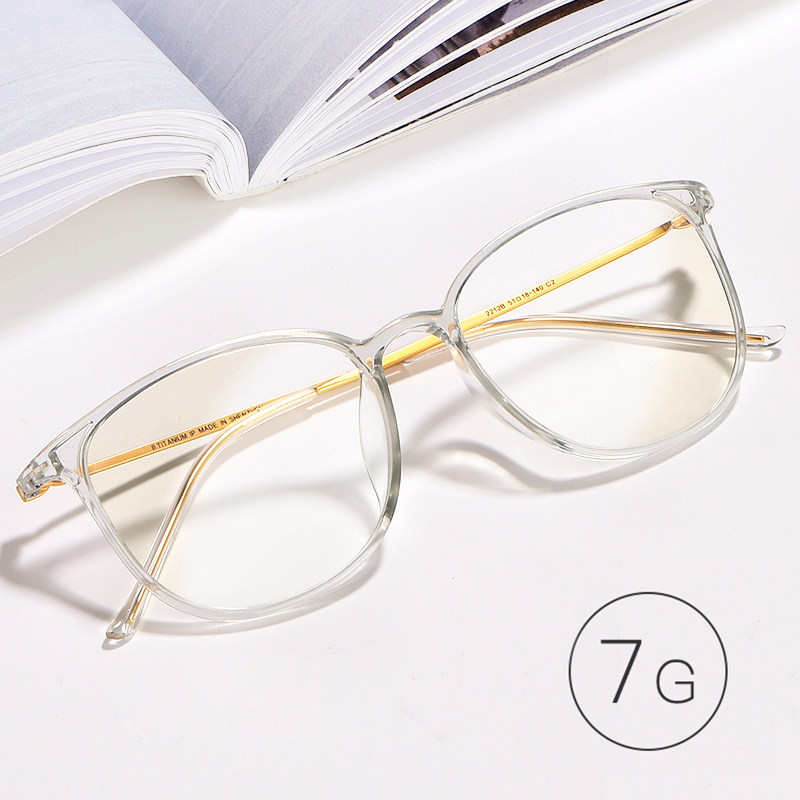 Pure titanium net red transparent frame glasses frame female Korean version of Chao man super light ins retro round face with myopia anti-radiation glasses