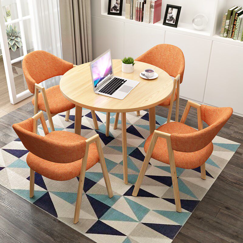 Nordic light luxury negotiation table sample house display center reception table and chair combination dessert milk tea shop beauty salon small apartment dining table and chairs