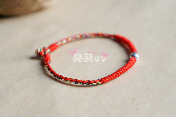 DIY dệt vòng tay chín lần nút kim cương 990 sterling bạc chuyển hạt dây tay tay và chuỗi chân vật liệu gói để gửi - Vòng chân vòng chân cá chép nữ