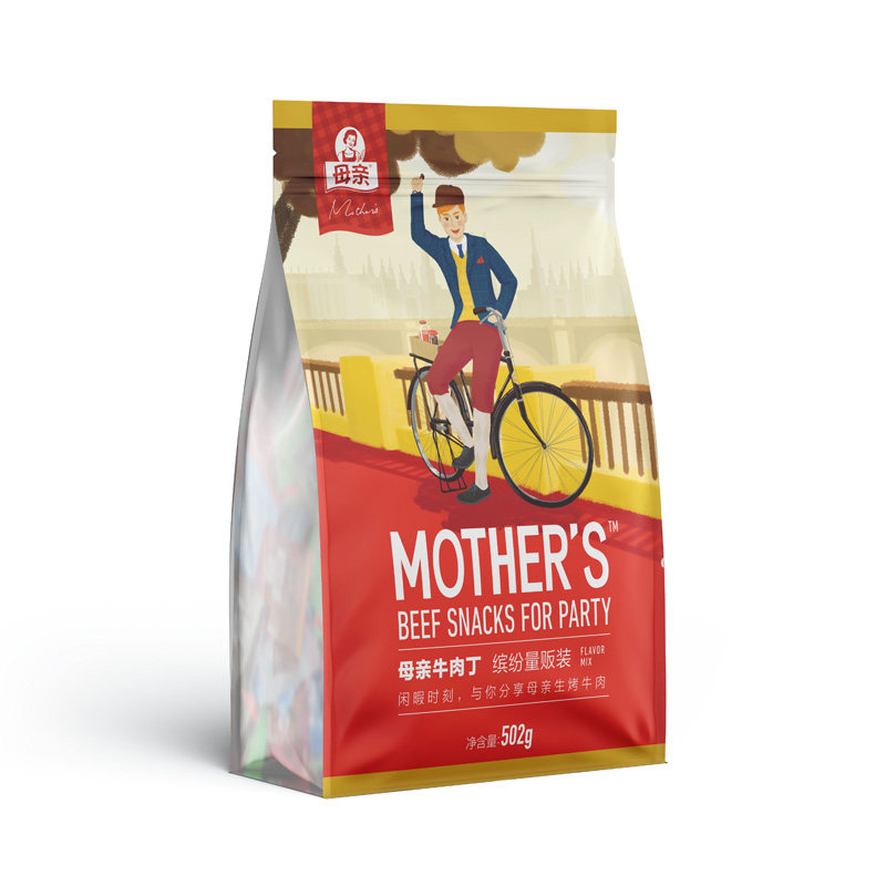 Mother beef diced 502g colorful mass-selling original spicy barbecue flavor black pepper flavored meat snack snacks