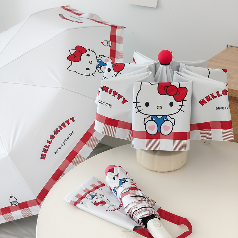Cake Kt Cat Umbrella, Dual-Use for Sun and Rain, Cute, Compact, Portable, Uv Protection, Automatic Sun Umbrella, Sunshade, Student Umbrella Cake Kt Cat Umbrella, Dual-Use for Sun and Rain, Cute, Compact, Portable, Uv Protection, Automatic Sun Umbrella, Sunshade, Student Umbrella