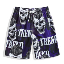 Quick-drying loose beach pants mens large size seaside resort hot spring five-point flat swimming trunks set trend casual shorts