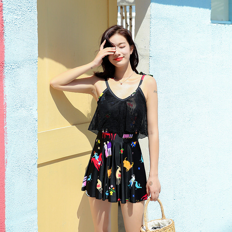 Swimsuit Woman with Conservative Belly SLIM DRESS STYLE FLAT ANGLE STUDENT SPA SOUTH KOREA 2021 NEW CUTE DAY ENSEMBLE