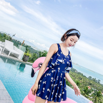 Swimsuit Women Conjoined Dress Style Conservative Plain Corner slim Belly Slim-breasted with Korean Soak Hot Springs Little Fresher Swimsuit