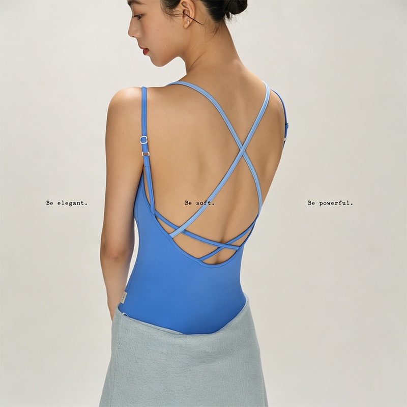 Fomoi Ballet Back-Strap Ballet Leotard with Side Breast Support and Hidden Crotch Clasp