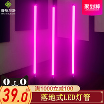 Floor-Standing led tube vertical exhibition vertical three-color outdoor luminous hanging line decoration long fine powder blue green yellow