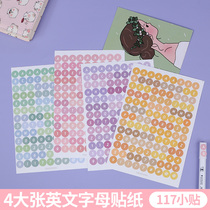 4 English number and letter label stickers student hand account book hand account simple keyboard number decoration small pattern Net Red Hand account grin phone case sticker letter sticker