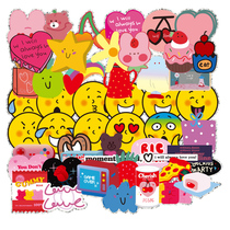50 cute cartoon laser flash emoji pack stickers personality stickers computer helmet water cup waterproof sticker rainbow graffiti Starry Sky smiley face sticker decoration small pattern mobile phone bonus sticker