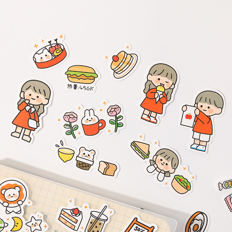 Net red hand account sticker decoration small pattern hand account material couple set 100 hand book notebook diy photo album diy sticker mobile phone ins wind cartoon cute girl sticky stickers