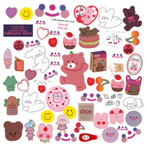 Ouyang Nana mazzzzy same sticker ins Wind bear mobile phone transparent hand account Net red transparent decorative small pattern cute girl hand account material bear notebook water Cup smiley face sticky Sticker