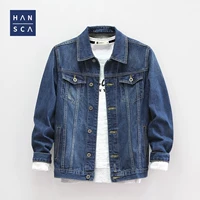 Mùa xuân và mùa thu nam Hàn Quốc Áo khoác denim dài tay Sinh viên Áo khoác đôi lỏng lẻo Áo khoác denim - Cao bồi quần ngố nam