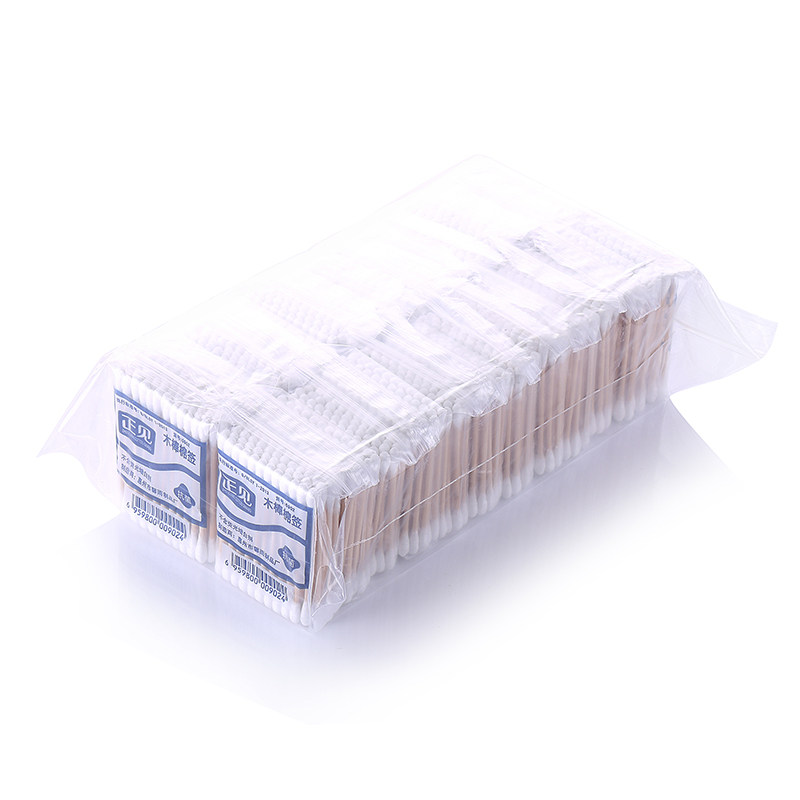 Disposable sanitary cotton stick double head wood stick eyelip makeup cotton beauty stick cotton stick cotton stick soft bag