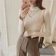 Mùa thu đông mùa đông áo sơ mi nữ chất béo mm2018 mới áo sơ mi dài tay rộng rãi hoang dã chất béo gợi cảm đan quần áo của phụ nữ áo thun nữ form rộng