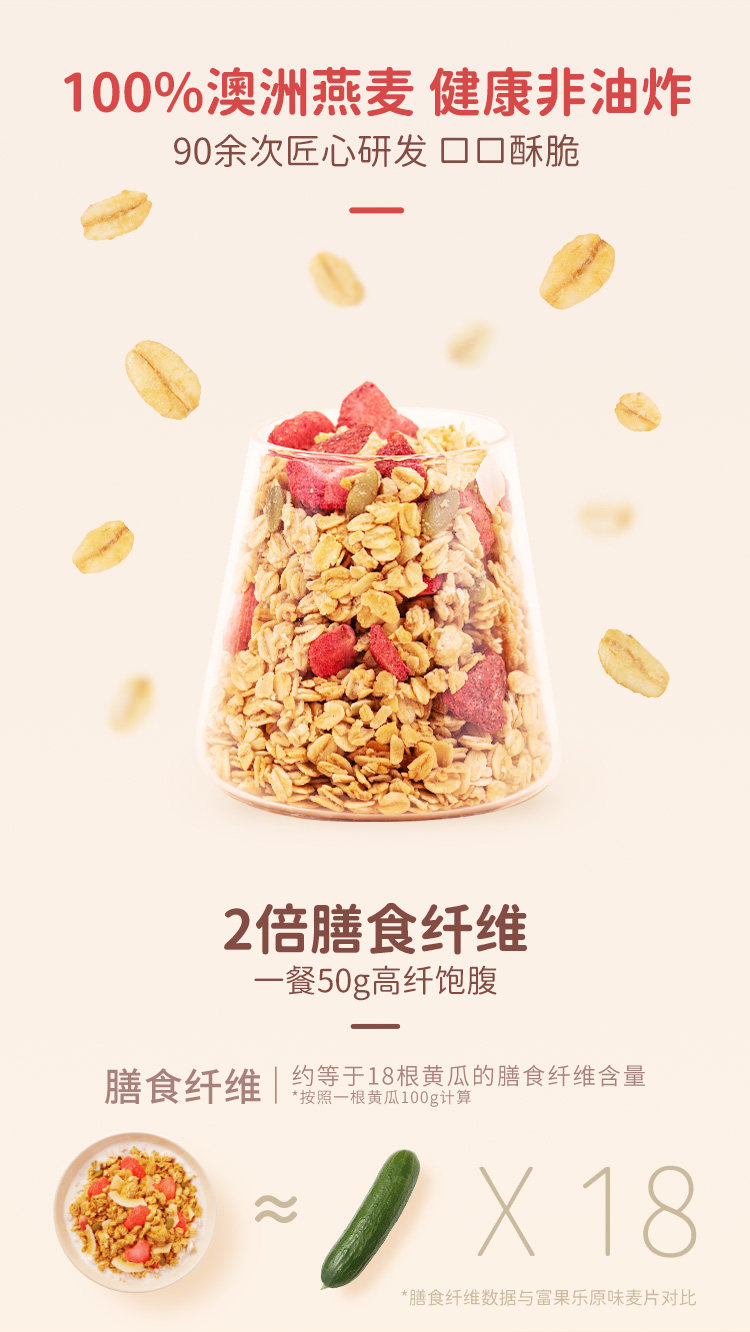 Calbee 卡乐比 红莓香椰水果燕麦片 400g*2袋 图4