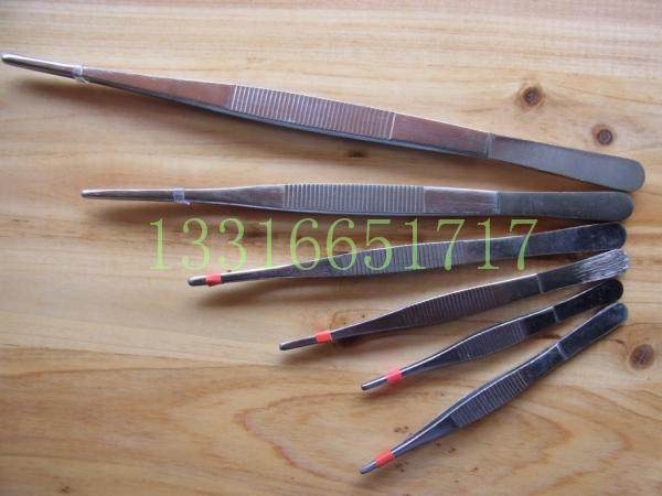 25cm 精密  敷料镊子  碳钢镊子  圆头前端带齿防滑镊子 碳钢
