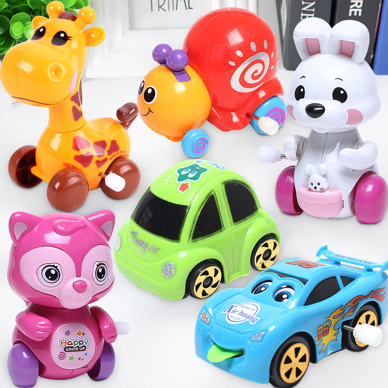 Cartoon clockwork toys 6 sets of combinations on the chain will run nostalgic cute animals baby children small toy car