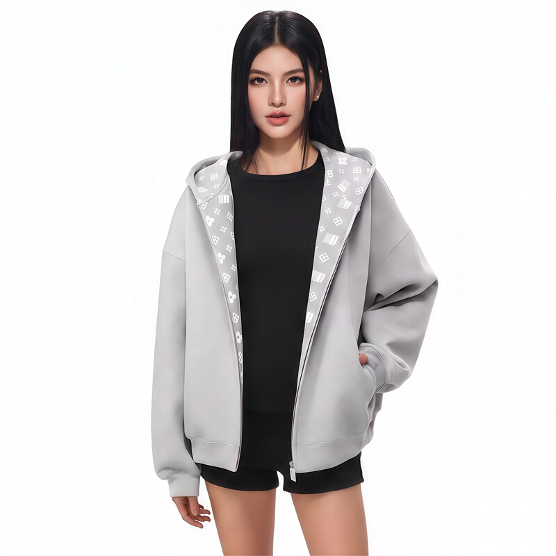 Fdr Wsp Autumn American-Style Printed Cardigan Hooded Sweatshirt Jacket for Men and Women Trendy Brand Couple Zipper Loose Hoodie
