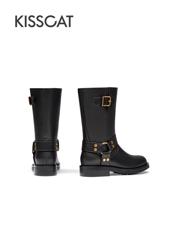 KISSCAT 接吻猫 真皮 女式美拉德骑士靴长筒靴 88VIP会员折后￥479包邮 淘金币可抵20元
