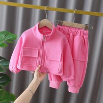 Child Clothing Girl Suit Nets Red Autumn Clothing 2021 New Ocean Gas Trendy Korean Version Women Baby Spring Autumn Leisure Two Sets