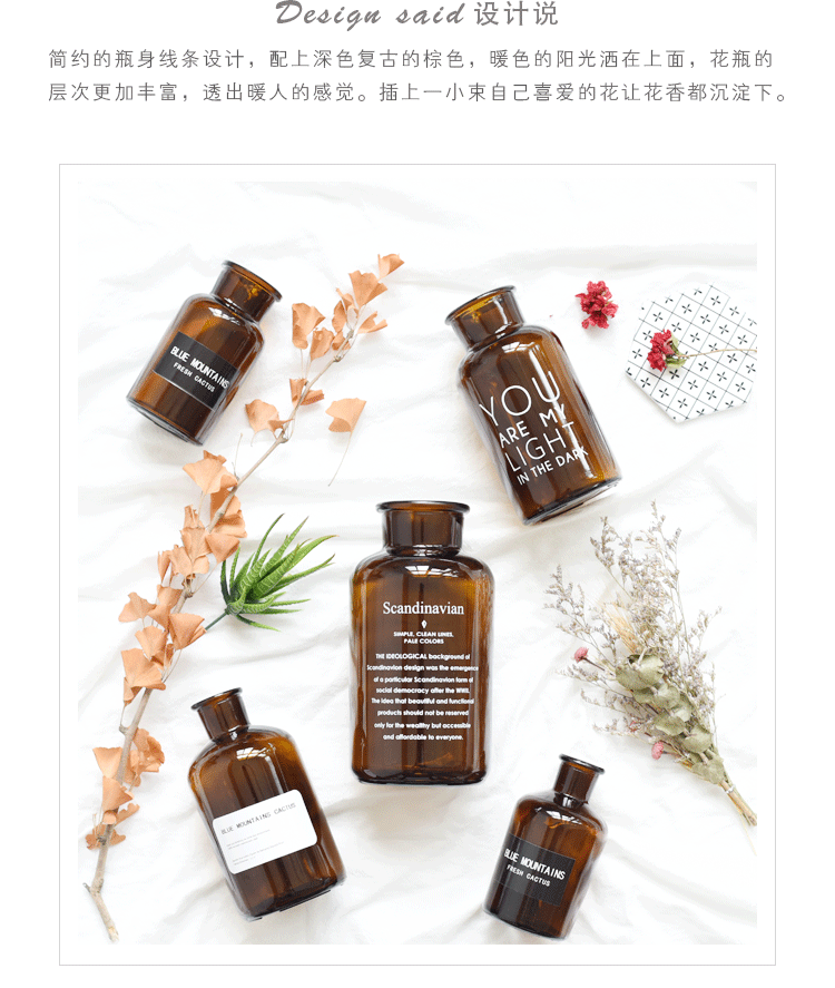 Ins phong cách Bắc Âu đơn giản sáng tạo chèn hoa khô bình thủy tinh nhỏ thủy canh trang trí phòng ngủ trang trí hoa - Trang trí nội thất trang trí nhà