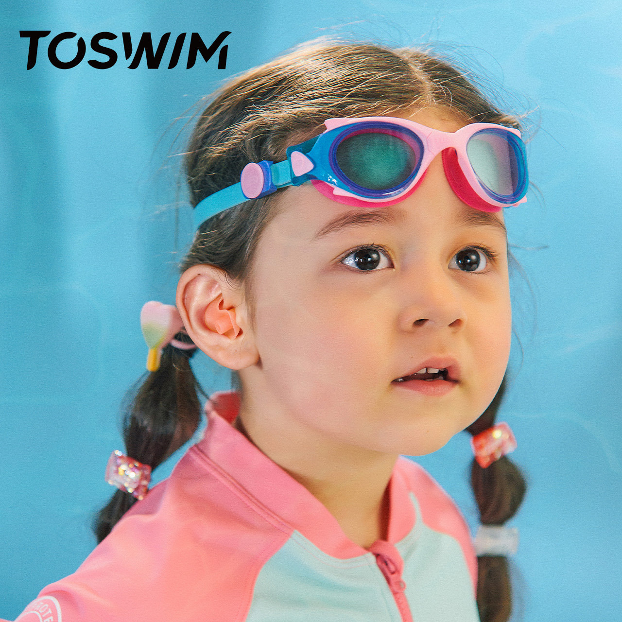 TOSWIM Kids Children's Swimming EarBuds Bath Waterproof Anti-Choking Children's Professional Nose Clip Set Anti-Loss