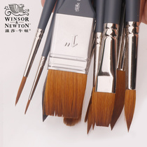 Imported Windsor Newton professional watercolor imitation squirrel hair nylon propylene painting pen gouache paint brush short flat round tip hazelnut peak flat peak flat peak set single hook line fan pen single stick