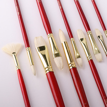 Windsor Newton Oil Brush Pig Bristle Oil Paint Paint Brush Flat Head Short Pole Acrylic Brush Student Beginner Hazelnut Fan Row Pen Set Round Toe Hook Pen Set Watercolor Link 2