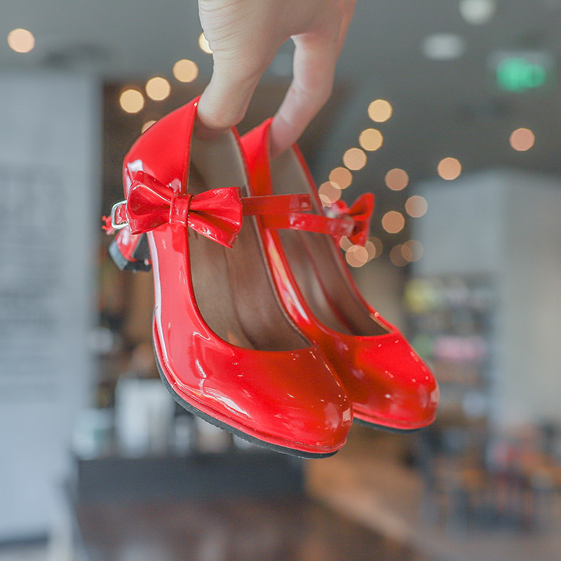 Girls High Heels Little Princess Flats Red Kidsren's Leather Shoes Little Girl Performance Catwalk Princess Shoes Kidsren's Shoes
