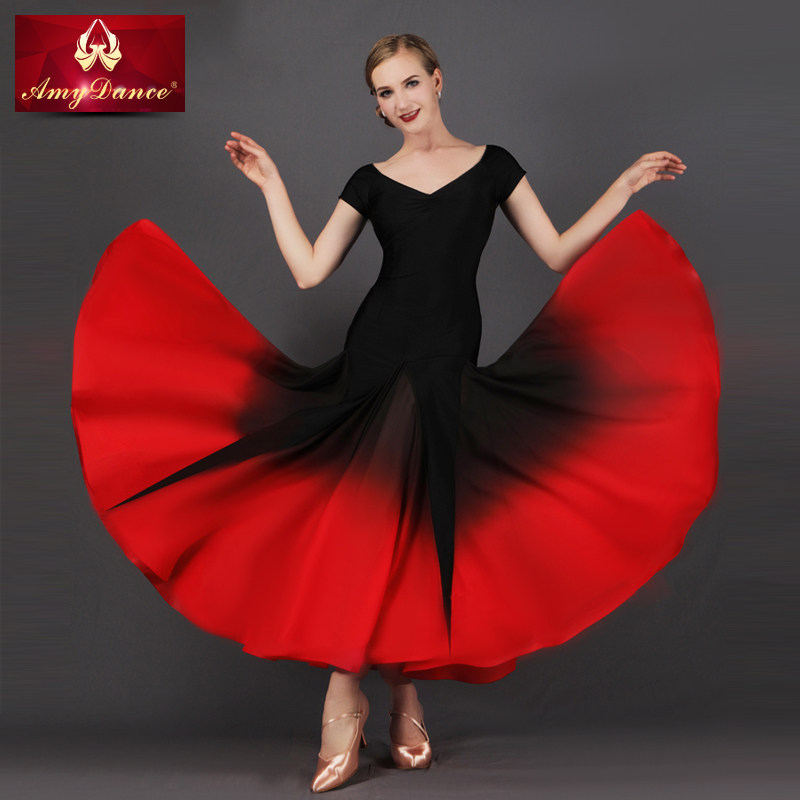 Amy Dance Dress Modern Dance Performance Dress Summer Short Sleeve V-Neck Gradual Color High-grade National Standard Dance Dresses