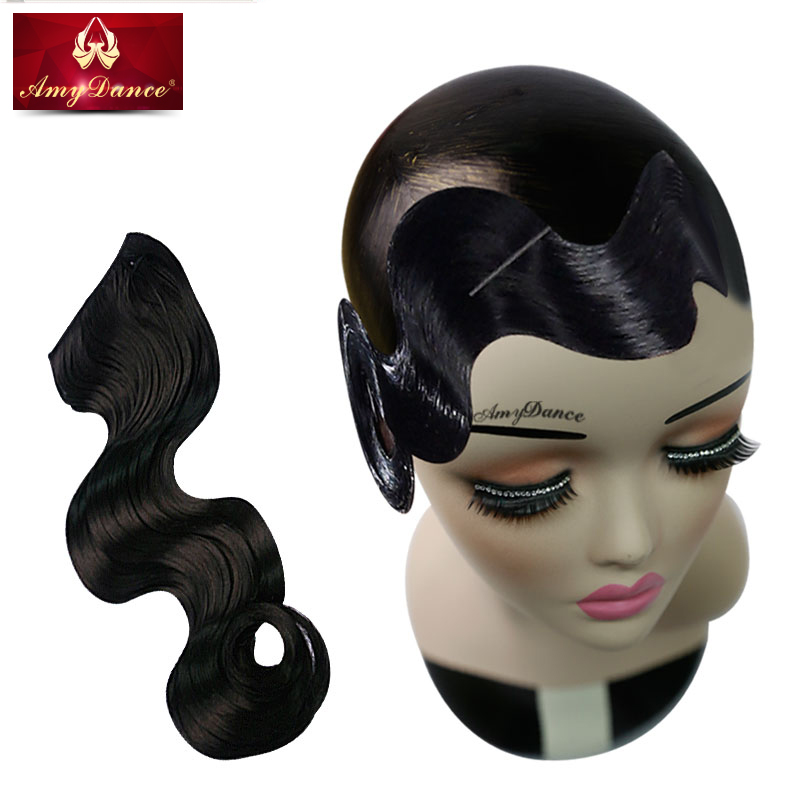 Emmy dance clothes professional Latin dance modern national standard dance special wig retro wig hair accessories wild pan head bangs
