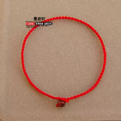 This year of life red rope bracelet female 1MM very fine hand rope foot rope hand woven ANKLET Natural GARNET transfer beads