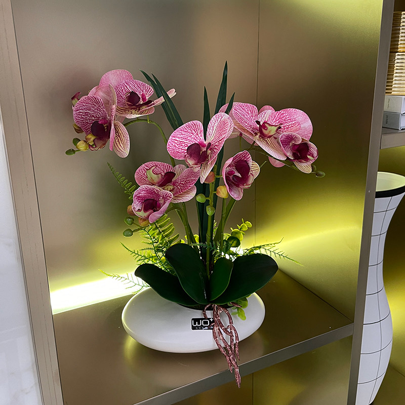 Simulation floral hand feel PU butterfly lan ceramic pendulum piece living room table flower swaying flower tea table put on flower fake flower-Taobao