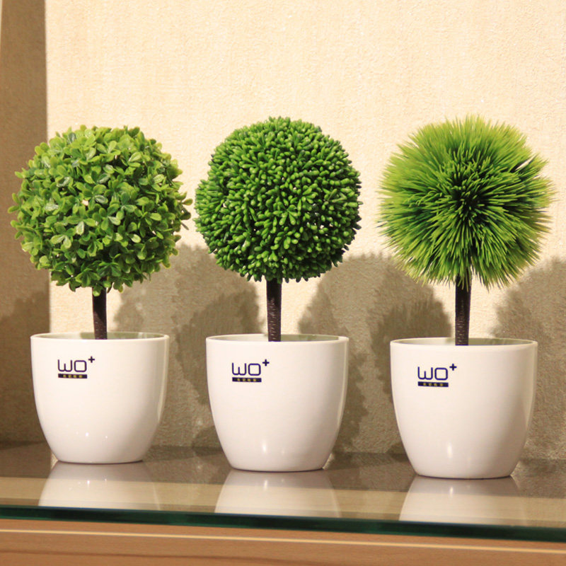 Simulation flower clear new green planting potted plant fake flower and grass ball greet passenger pine hair treasure tree desktop decorative computer desk partition swing piece