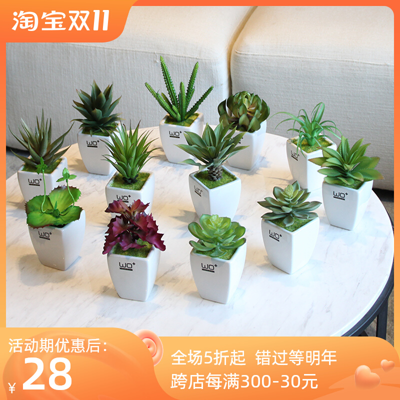 wo simulation succulent plant simulation flower set pastoral green artificial flower plastic flower home decoration decoration