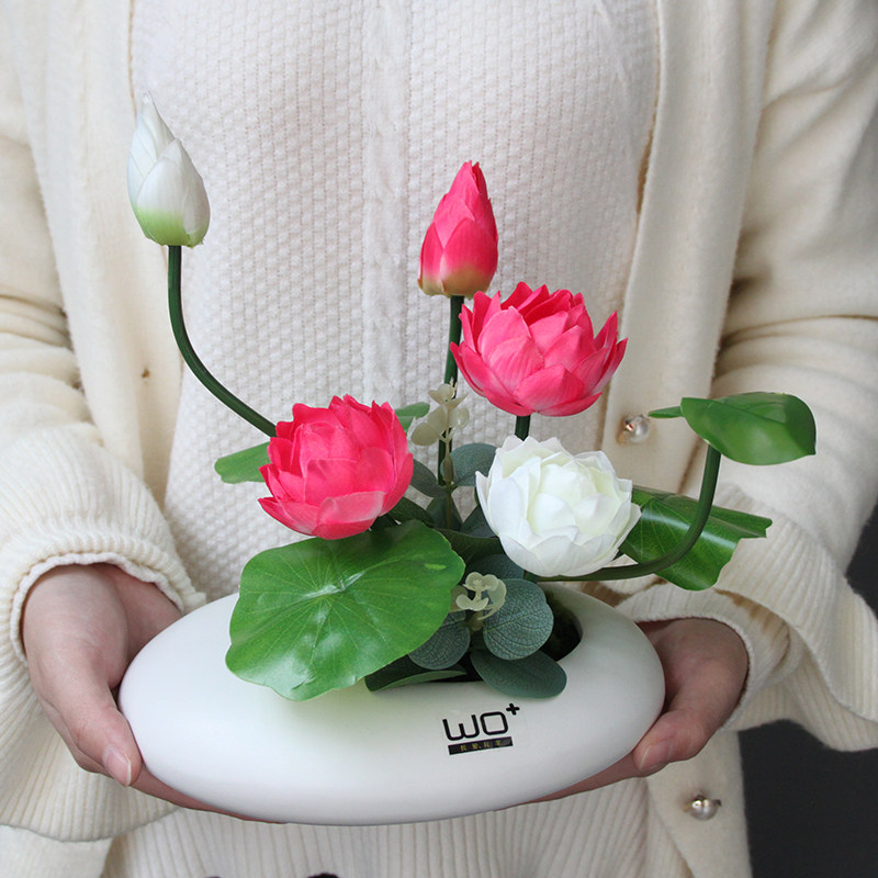 Emulated lotus leaf lotus leaf ceramic basin swing piece Zen space sprinkle with room for the Buddha Lotus Flowers Table Flowers-Taobao