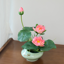 wo for the Buddha Lotus Lotus Flower Pendulum Simulation Flower Furnishing Table Set Up Tea Set Ornament Ornament Buddha Front For Flowers Bouquet