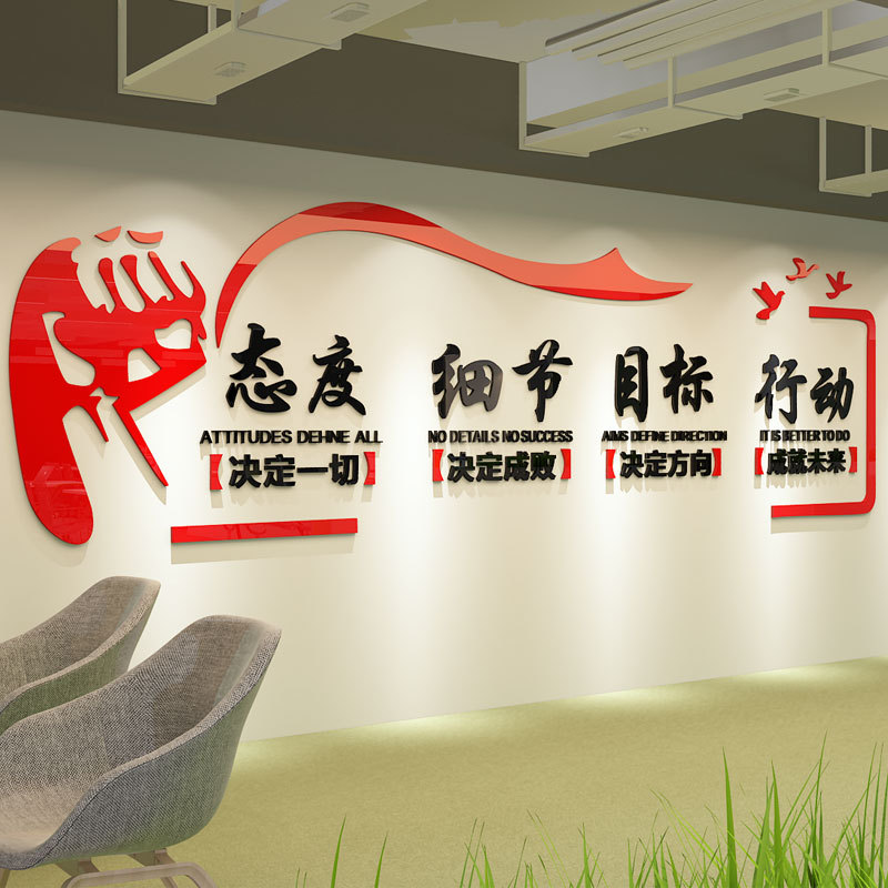 Inspirational Wall Stickers with Motivational Text for Company, Enterprise, Office Culture Decoration, Three-Dimensional Acrylic Team Slogan Wall Stickers