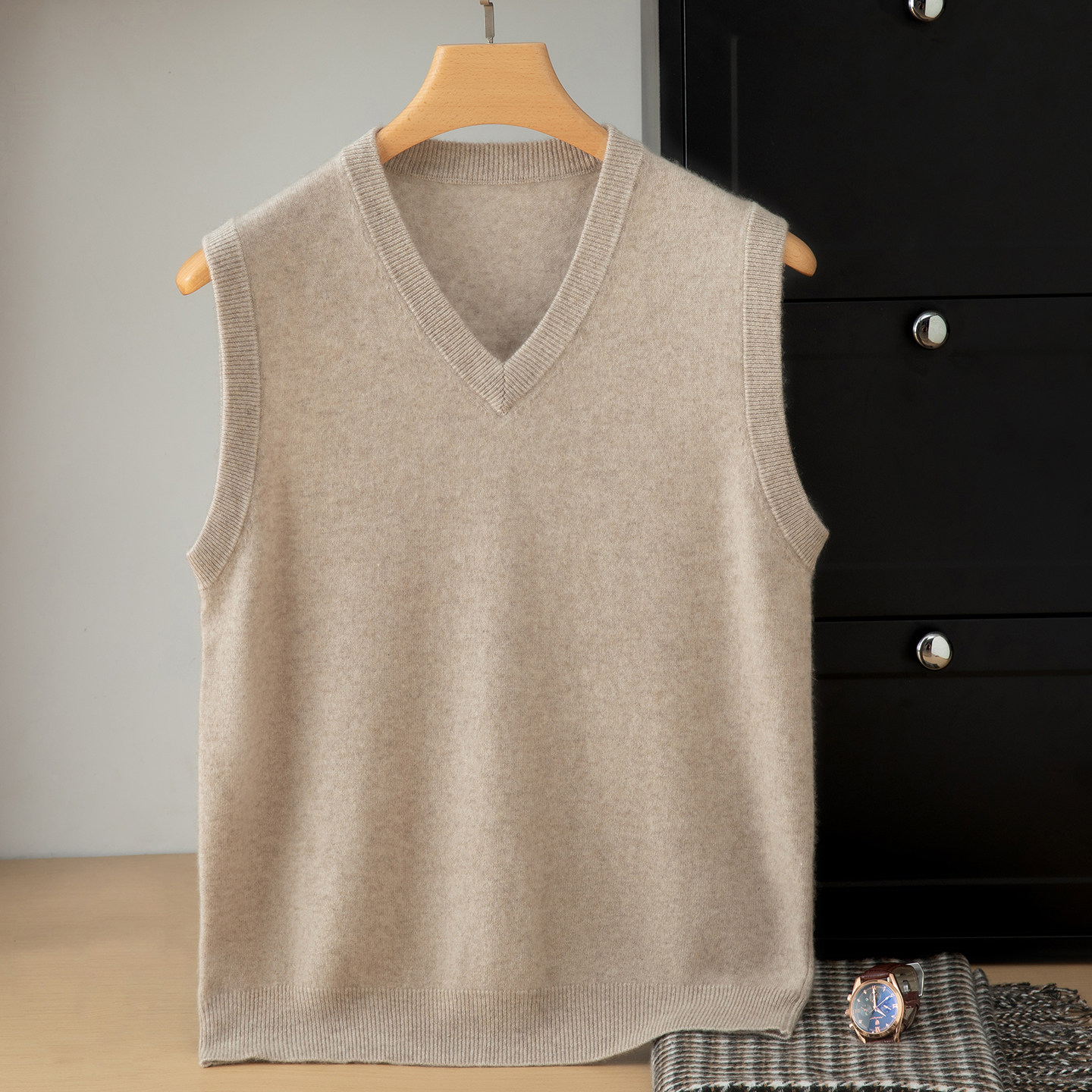Autumn and Winter New Men's V-Neck Vest Cashmere Sweater Youth Sweater Men's Business Knit Base Layer Shirt