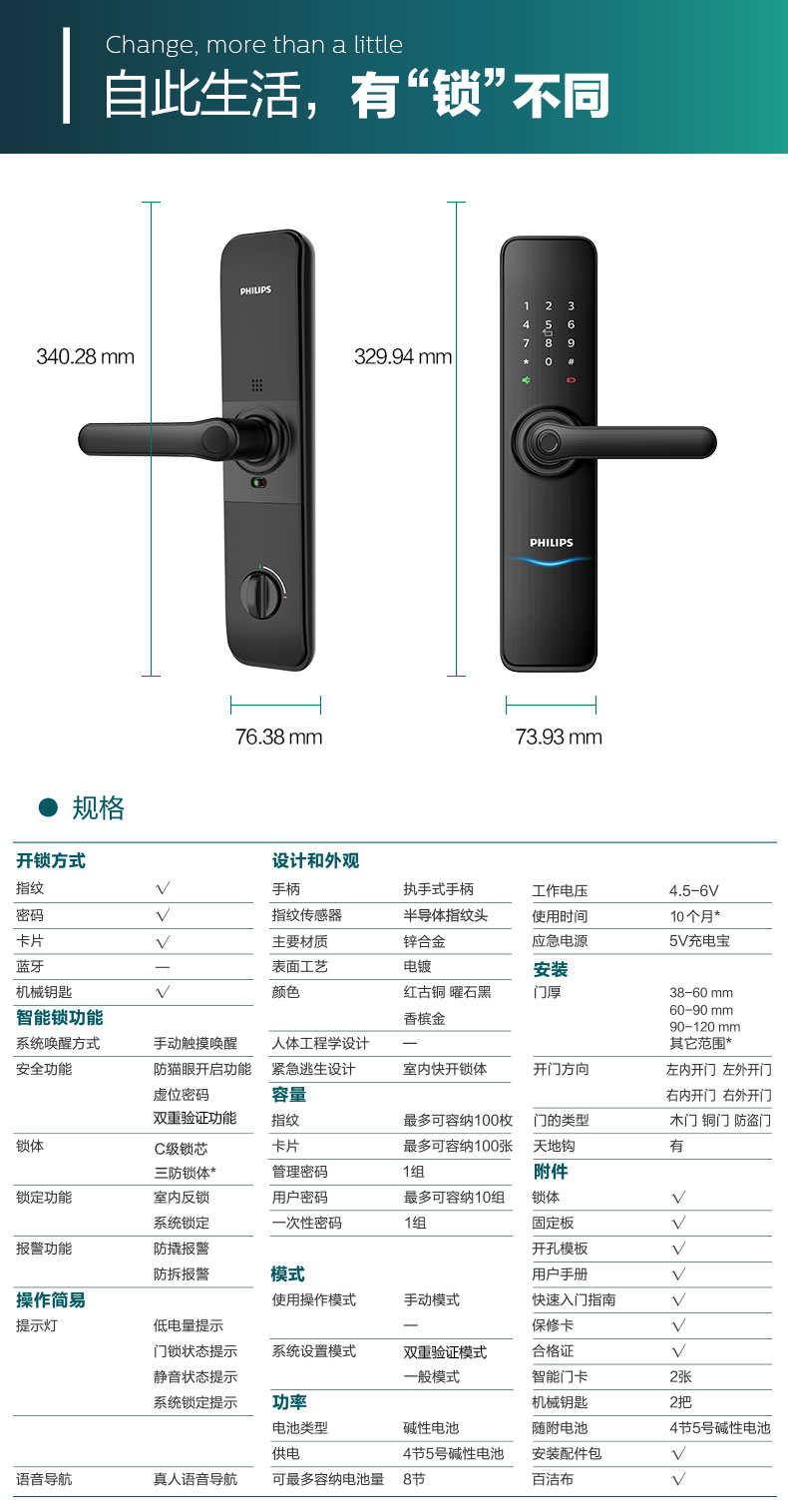 飞利浦beta 智能家用防盗门指纹锁 图14