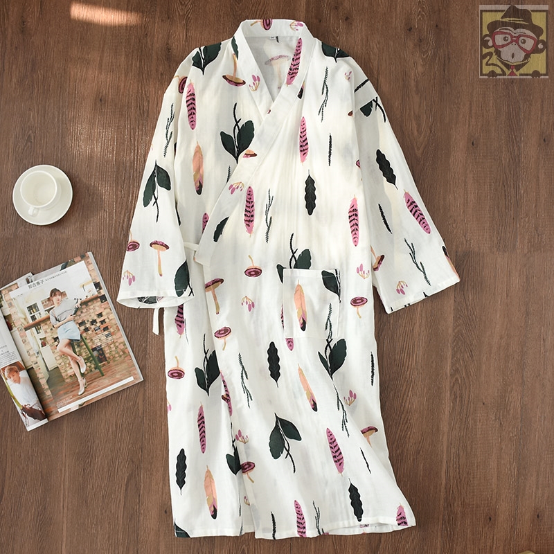 Chiếc váy ngủ dễ thương japanese ròng đỏ áo choàng áo choàng tắm pajama symmy nữ mùa hè mùa thu áo choàng dài tay đổ mồ hôi bộ đồ ngủ hấp.