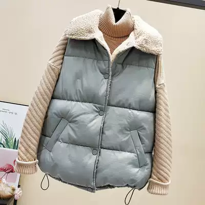 Tide brand lamb wool vest vest jacket women's short autumn and winter wild Korean version of loose fashion waistcoat down jacket women