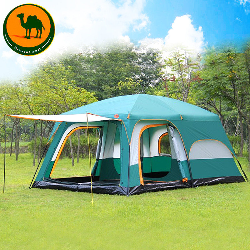 Two-bedroom, one-living tent, outdoor camping, rainproof, 8 people, 10 people, 12 people, two-bedroom, one living room, multi-person large tent
