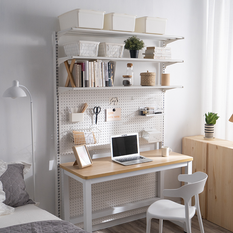 Hardware girl computer desk desk bookshelf combination small apartment table hole board bedroom corner Integrated Shelf