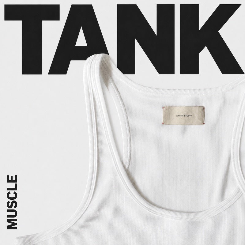Laurel Emperor's Zero-Touch Tencel Knit High-Elastic Low-Round Neck Muscle Tank Ribbed Vest Laurel Emperor's Zero-Touch Tencel Knit High-Elastic Low-Round Neck Muscle Tank Ribbed Vest