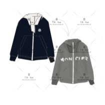 Sue21aw autumn winter new children Double face wind clothes letter full print with cap jacket zipper male and female child