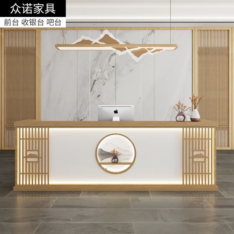 New Chinese Collection Silver Counter Mining Ear Health Care Foot Bath Club Front Desk Reception Counter Clothing Shop Dining Room Dining Room Solid Wood Bar Table
