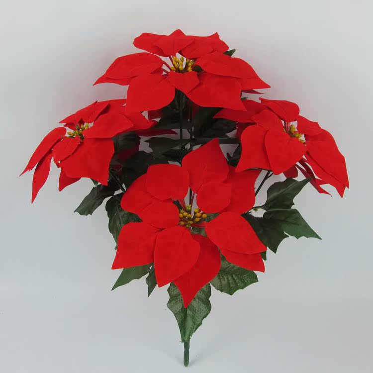 Single Branch Christmas Flowers One Pint Red bouquet Bouquet simulation Flower Big Red Bscape Flower Opening Decorative Flower Arrangement