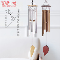 One leaf knows autumn wind chimes European style inner grid solid wood metal aluminum tube wind chimes hanging home decoration creative holiday gifts