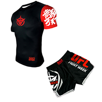 SWRELD Venom Mens Short Sleeve Quick Dry Breathable Muay Thai Fighting Training Suit Set Sports Fitness Clothing Set