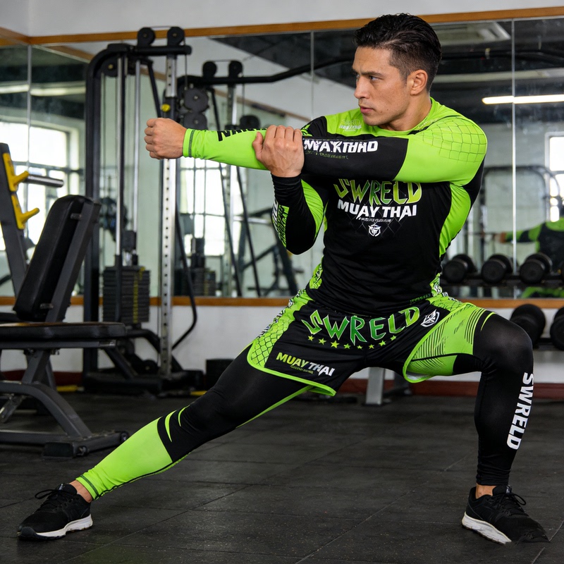 Martial Arts Muay Thai Long-Sleeve Three-Piece Set for Men Mma Boxing Sanda Training Suit Set Fighting Ufc Quick-Drying Fitness
